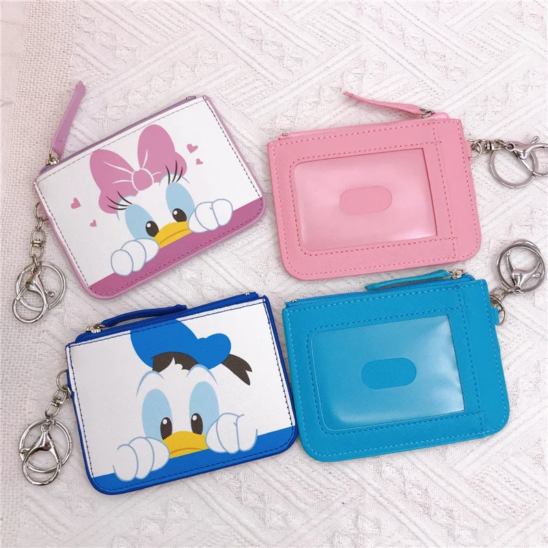 Disney Mickey Minnie Coin Purse Keychain Cartoon Anime Girls