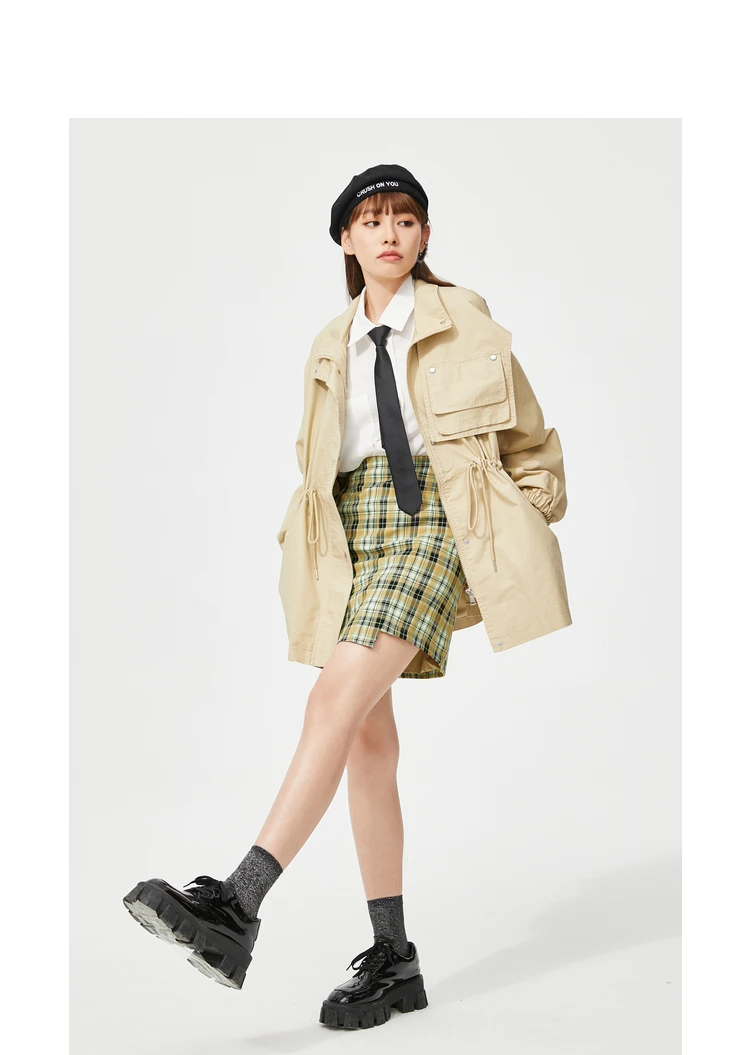 A21 Summer 2022 High Waist Yellow Plaid JK Skirt for Women Asymmetrical Slim A-line Ladies Chic Mini Skirt Clothes skirt and top