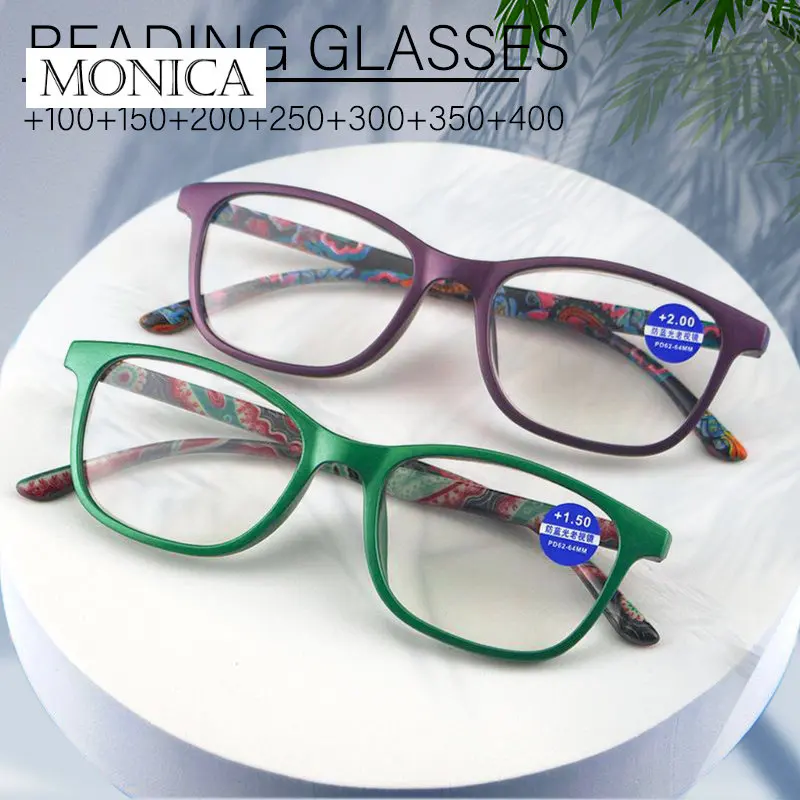 FashionWomenReadingGlassesFlowerPrintResinReadEyeglasses