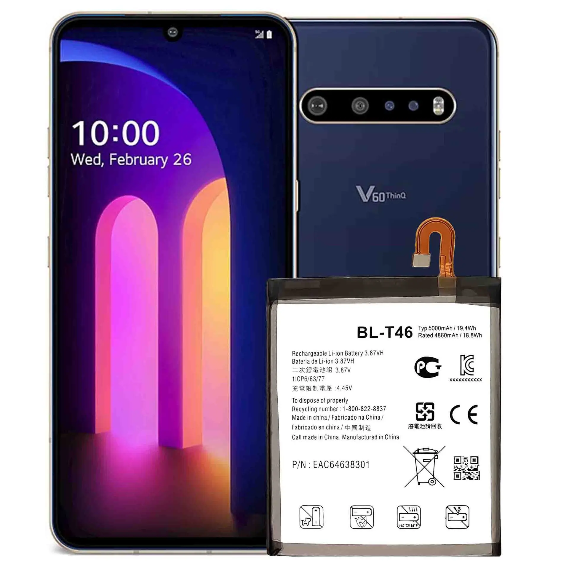 BL-T46交換新バッテリーlg V60 V60 thinq LMV600VM V600VM