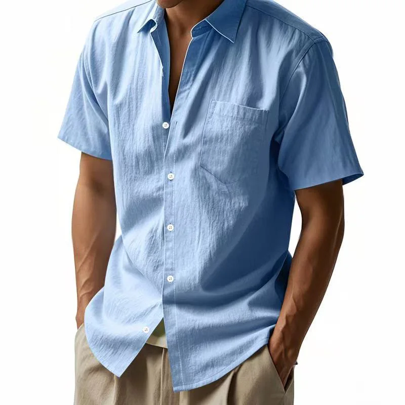 Mens Linen Short Sleeve Casual Shirts