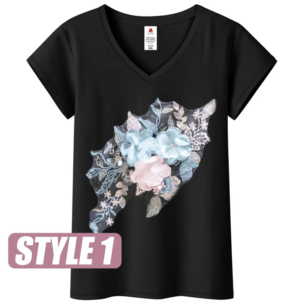 トップス TTT_MSW FLOWER EMBROIDERY LONG SLEEVE T Cherry Blossom T Shirt Long Sleeve, Women's T Shirt Flower