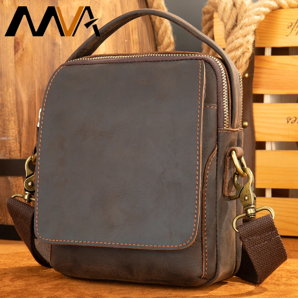 

MVA Man Leather Shoulder Bag Crossbody For Men Handbag Luxury Man Messenger Men's Bosa Vintage Original Men's Leather Bag 7.9"