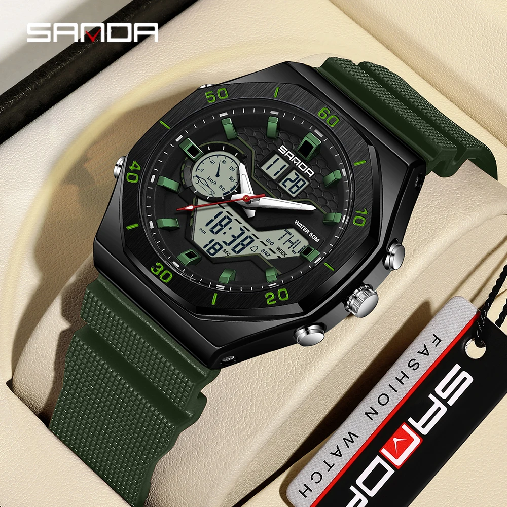 

Лидер продаж 6209, популярные электронные часы SANDA, спортивные Водонепроницаемые многофункциональные Модные мужские электронные часы с ночным свечением