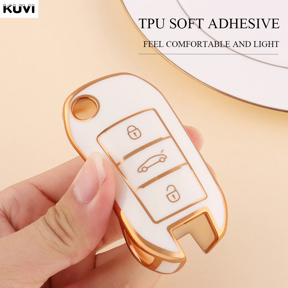 새로운 TPU 자동차 플립 키 케이스 커버 셸 푸조 208 308 408 508 2008 3008 4008 5008 시트로엥 C3 C4 선인장 C6 C8 액세서리