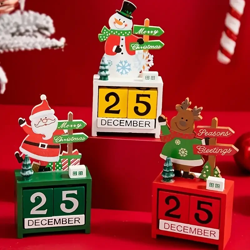 Festive Christmas Countdown Calendar Ornament with Adjustable Date for Desk and Bookshelf Display