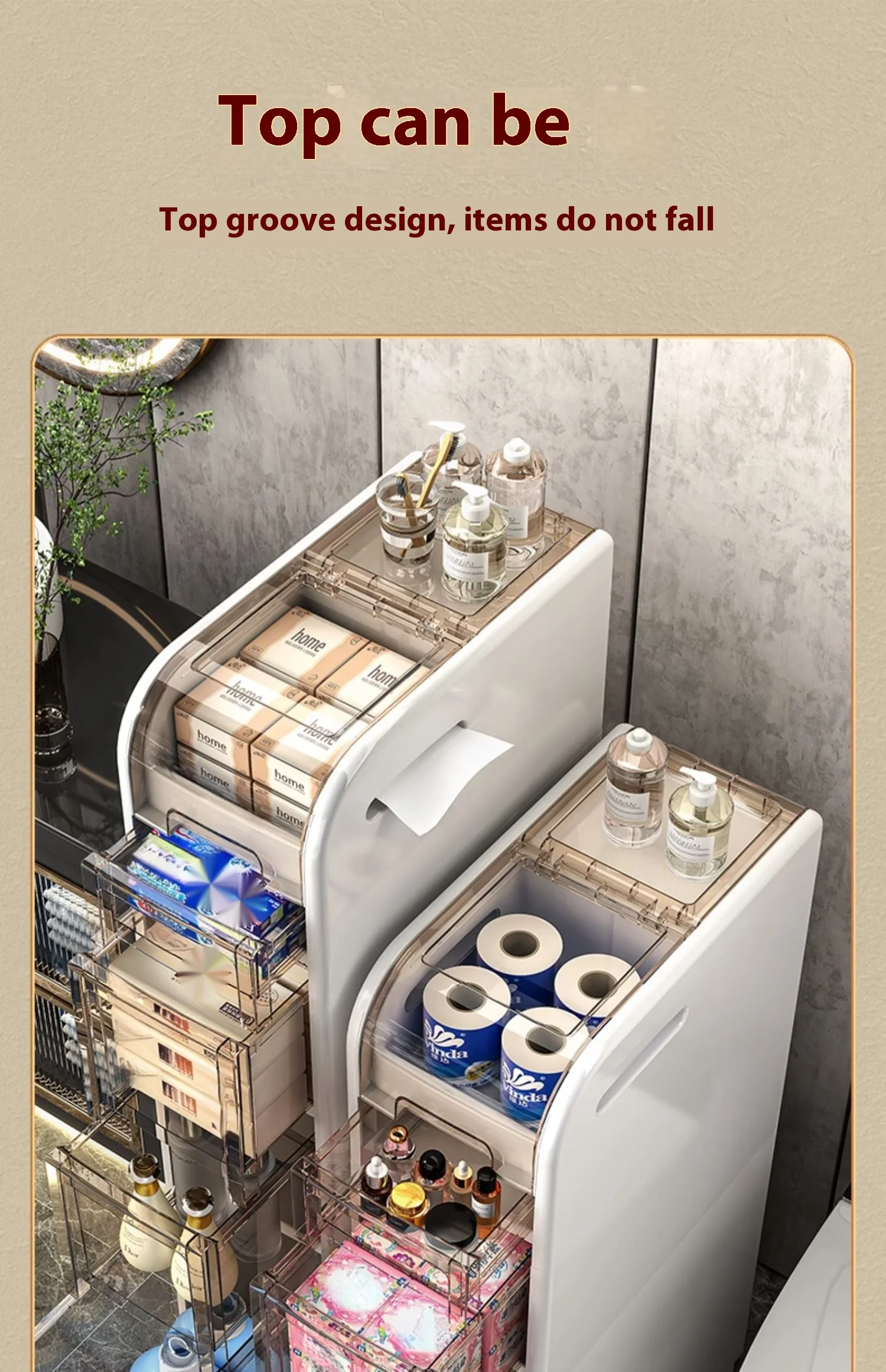 Yükselen raflar, yarık banyo depolama tuvalet yan dolapları, dar dolaplar_voghion.com