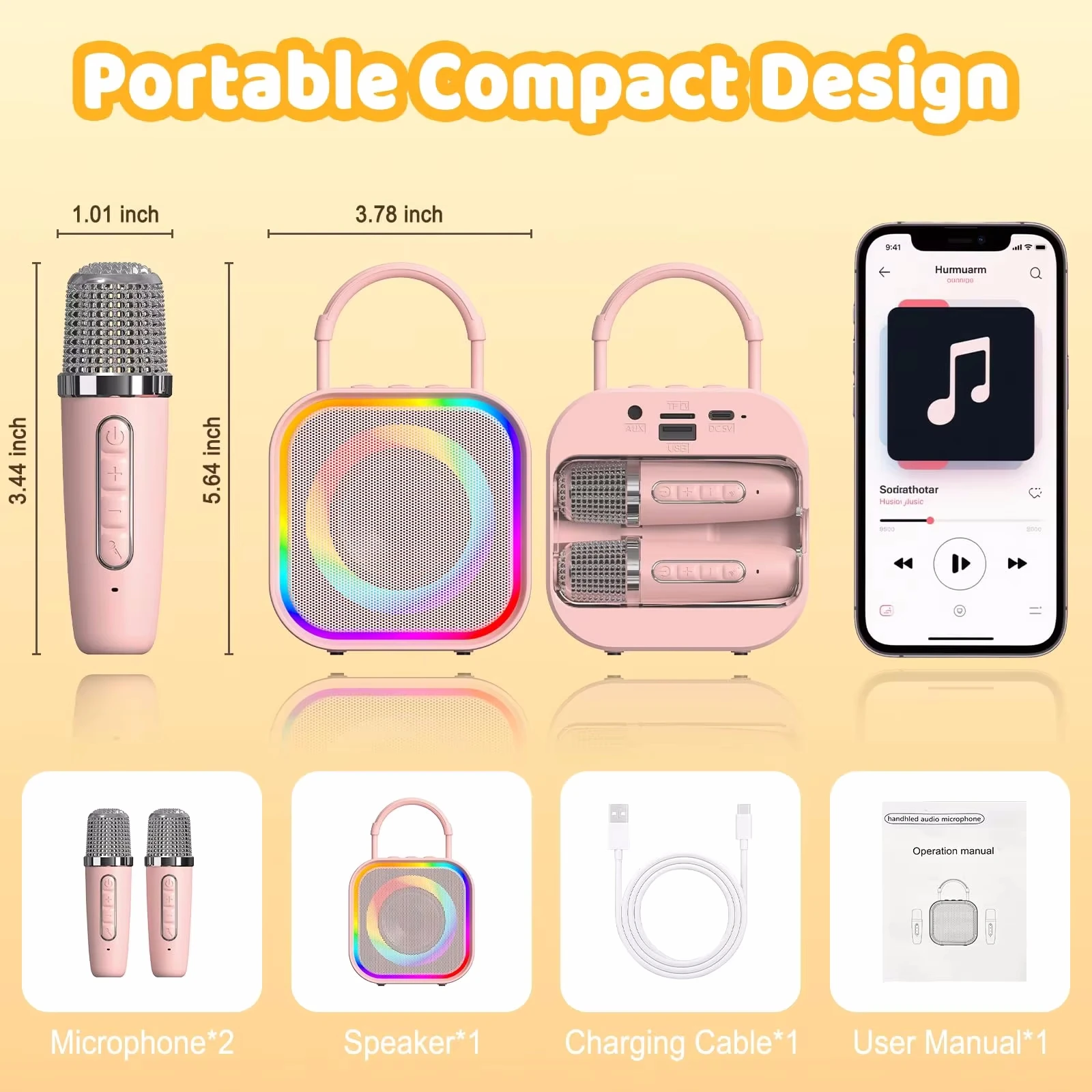 듀얼 무선 마이크 가라오케 블루투스 마이크 스피커 휴대용 모바일 휴대폰 PC 노트북 머신룸 홈 시스템 장치