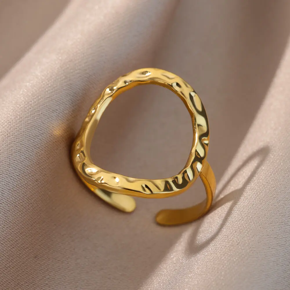Hollow Rings Stainless Steel Gold Fashion