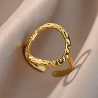 Irregular Hollow Opening Rings For Women Stainless Steel Gold Color Geometric Ring Fashion Simple Party Christmas Jewelry Gift - Image 2