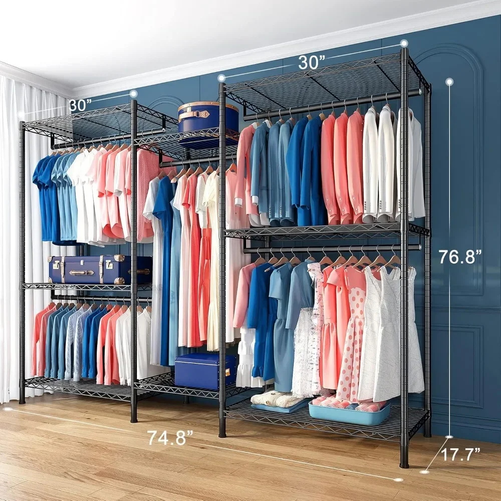 Clothes Rack Clothing Rack 900 LBS Clothing Racks for Hanging Clothes Heavy Duty Clothes Rack Freestanding Wardrobe Closet 6
