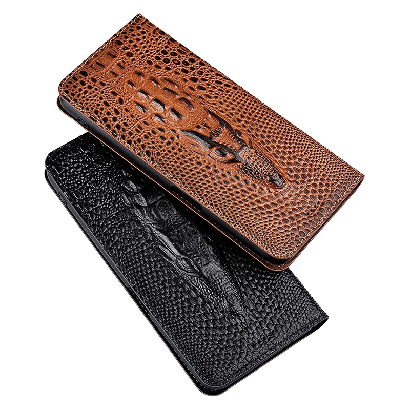 Crocodile Head Genuine Leather Flip Case For Nokia 1.1 1.3 2.1 2.3 3.1 3.2 4.2 5.1 5.3 6.1 6.2 7.1 7.2 8.1 8.3 Plus Cover Cases