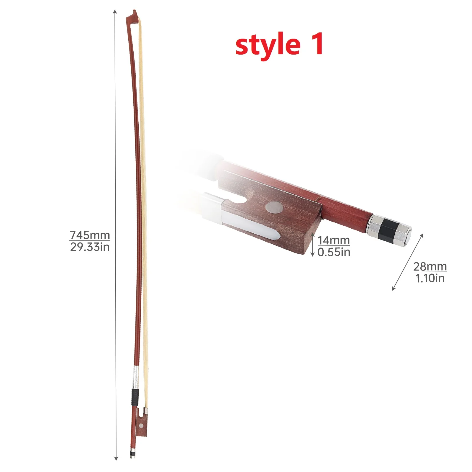 Brazilwood White Horsehair Ebony Frog Violin Bow Fiddle Bow Violin Accessories 1/4 4/4 4 Styles for Optional