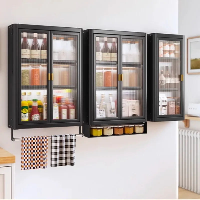 Kitchen Wall-mounted Multi-function Rack Condiment Storage Cabinet Oil Salt Sauce Vinegar Jar Condiment Storage