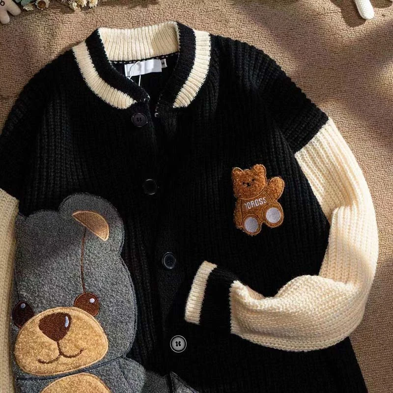 Suéter de apertura de viento universitario para hombre, chaqueta