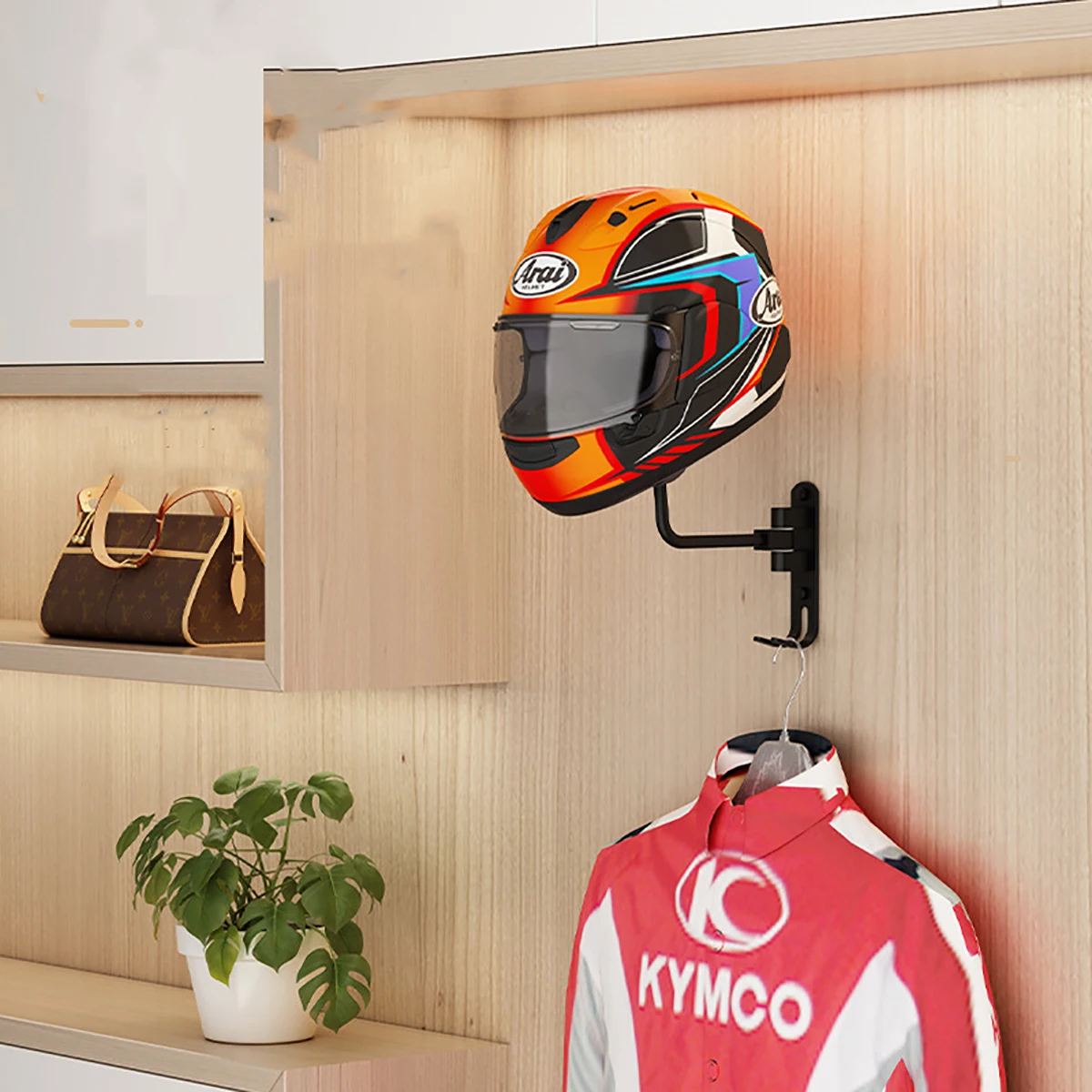 オートバイのヘルメットラック ウォールマウント 金属 バイク