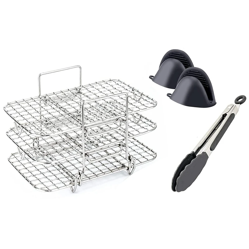 

Air Fryer Rack,304 Stainless Steel Multi-Layer Dehydrator Rack Toast Rack Air Fryer Accessories For Ninjadz201 Air Fryer