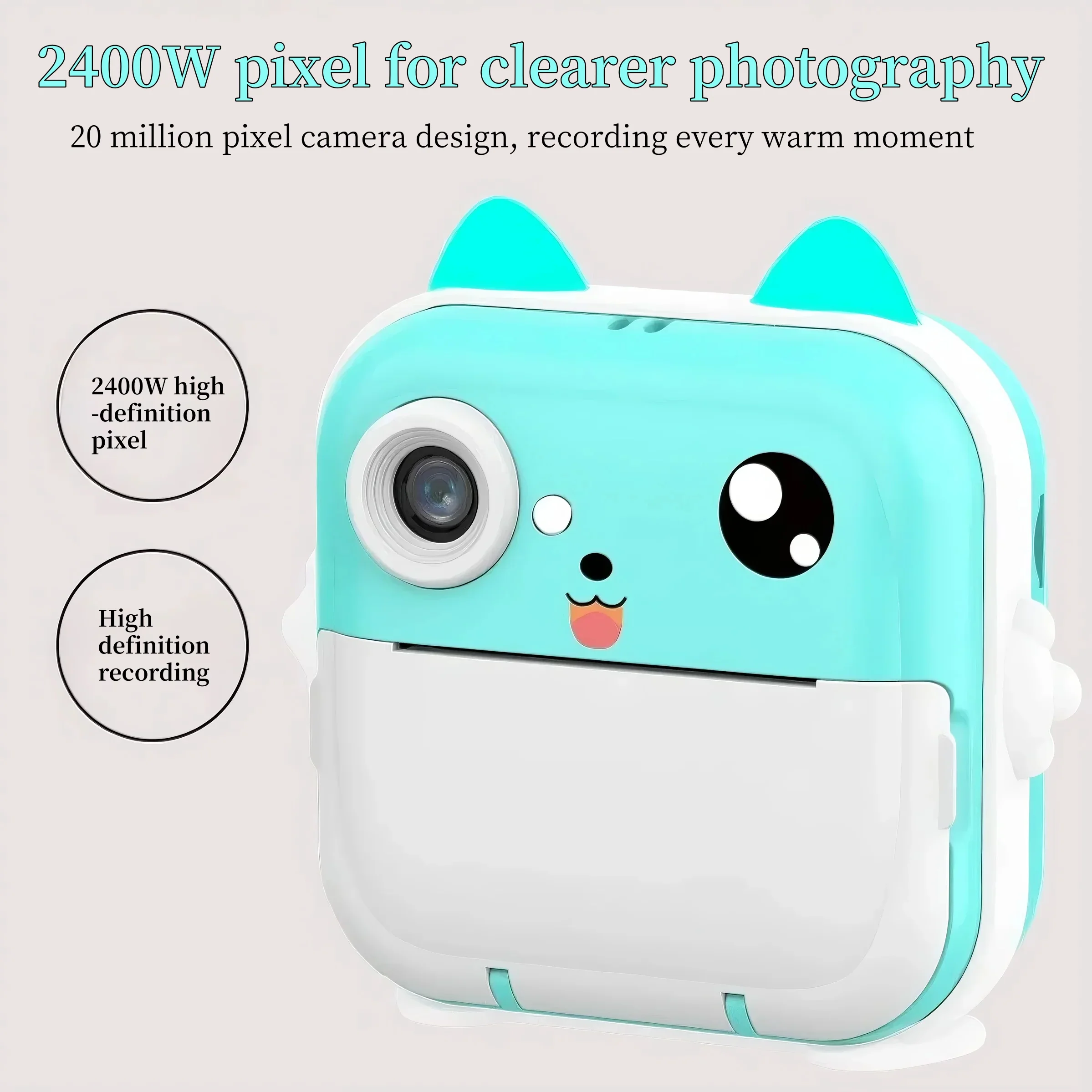 Fotocamera per bambini Stampa istantanea Mini videocamera digitale per bambini Schermo HD APP Connettiti giocattoli per fotocamera digitale per bambini come regalo - immagine 3
