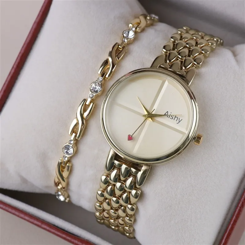 

2023 Year Women Wristwatch and Bracelet Box for Girls Birthday Valentine Gift High Quality Ladies Watch with Bangle and Box Set