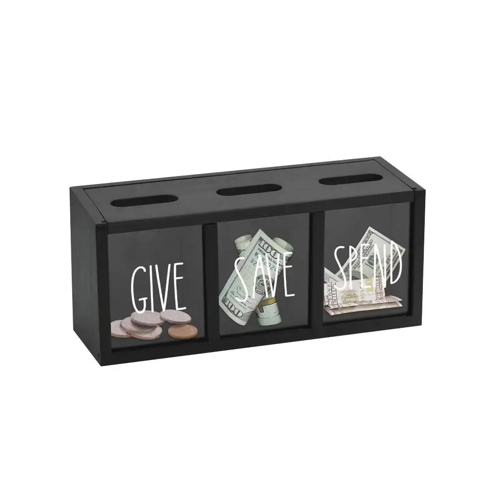Wooden Personalized Children's Savings Box Give Save Piggy Bank Daily Family Money Box Kid Money Box Spend Saving Storage C Q9J6 4