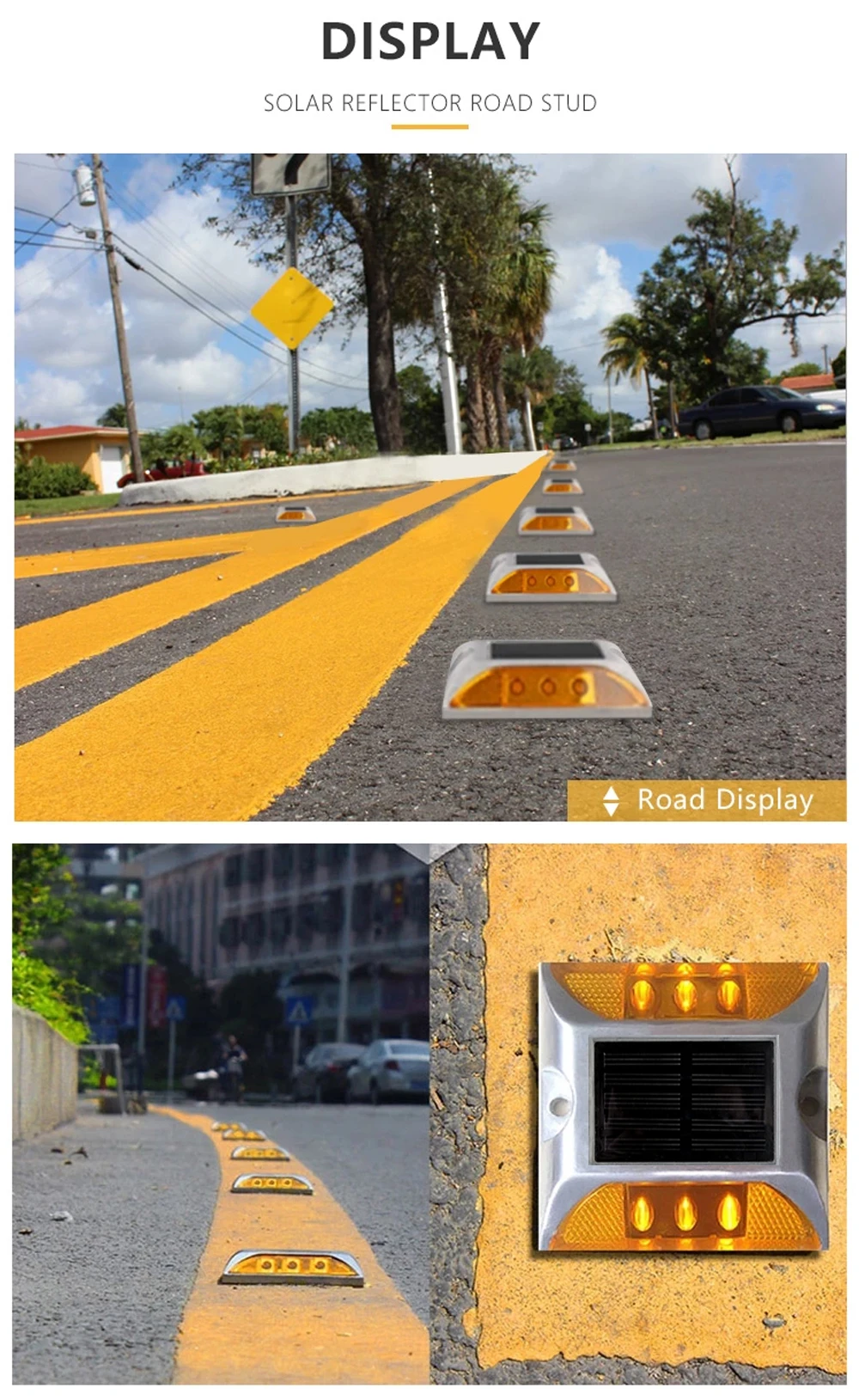 Solar Spike Light Profile Label Led 4 Pc Highway Cast Aluminum Ground Buried Light Flash Road Warning solar ground lights