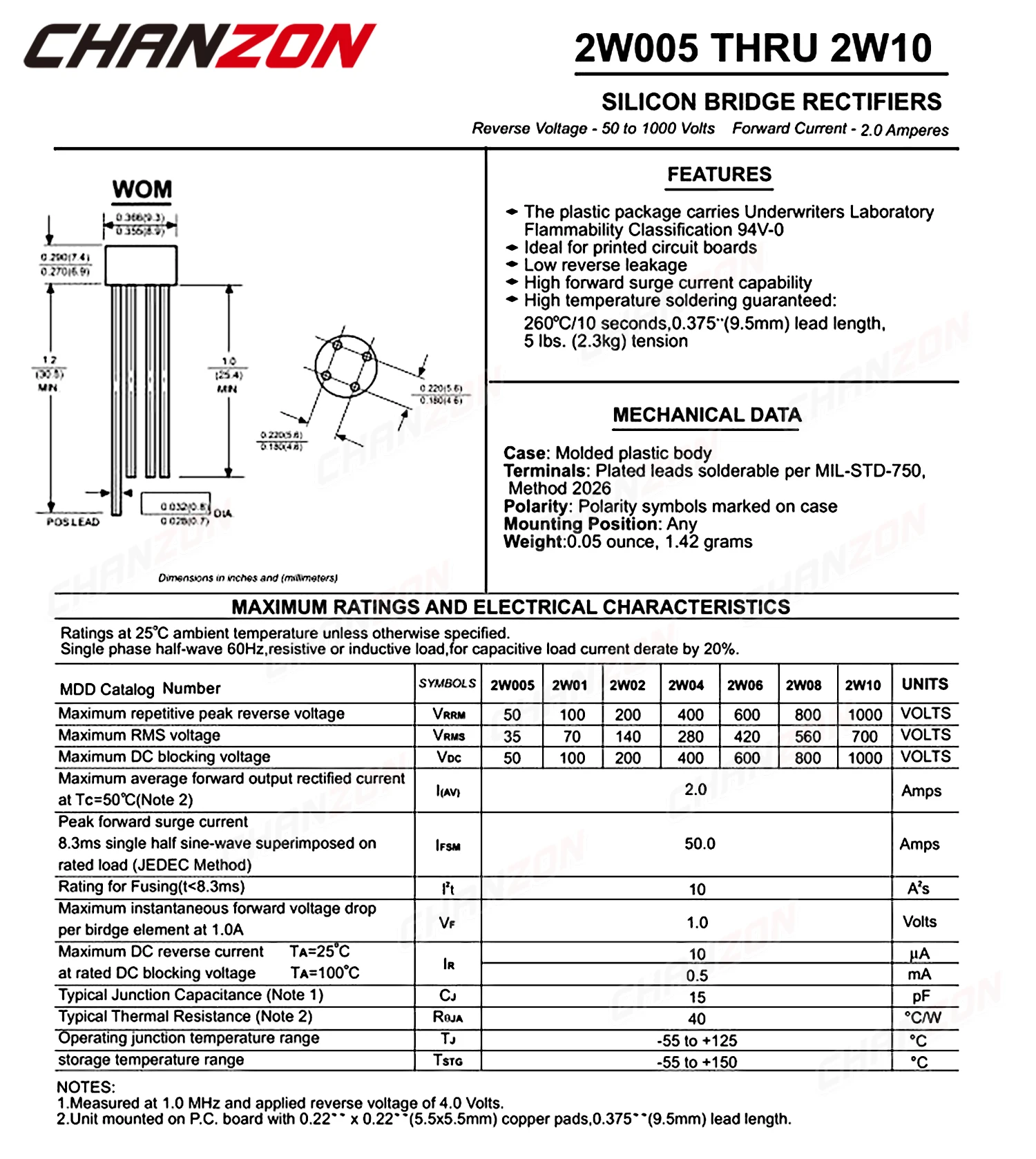 Bridge Rectifier Diode 2W10 2A 1000V 20 Pcs diode bridge rectifier,rectifier diodes,electrical rectifier diodes,electrical diodes
