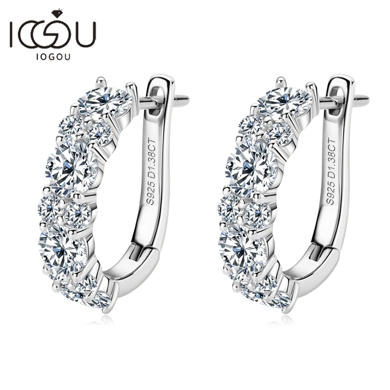 Boucles d'oreilles Moisanite en argent sterling 925 véritable couleur D 2.76CTTW. Boucles d'oreilles créoles en diamant de laboratoire Moisanite, bijoux fins de mariage étincelants