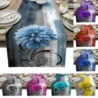 Dahlia Oil Painting Blue Table Runner Decoration Home Decor Dinner Table Decoration Table Decor 1