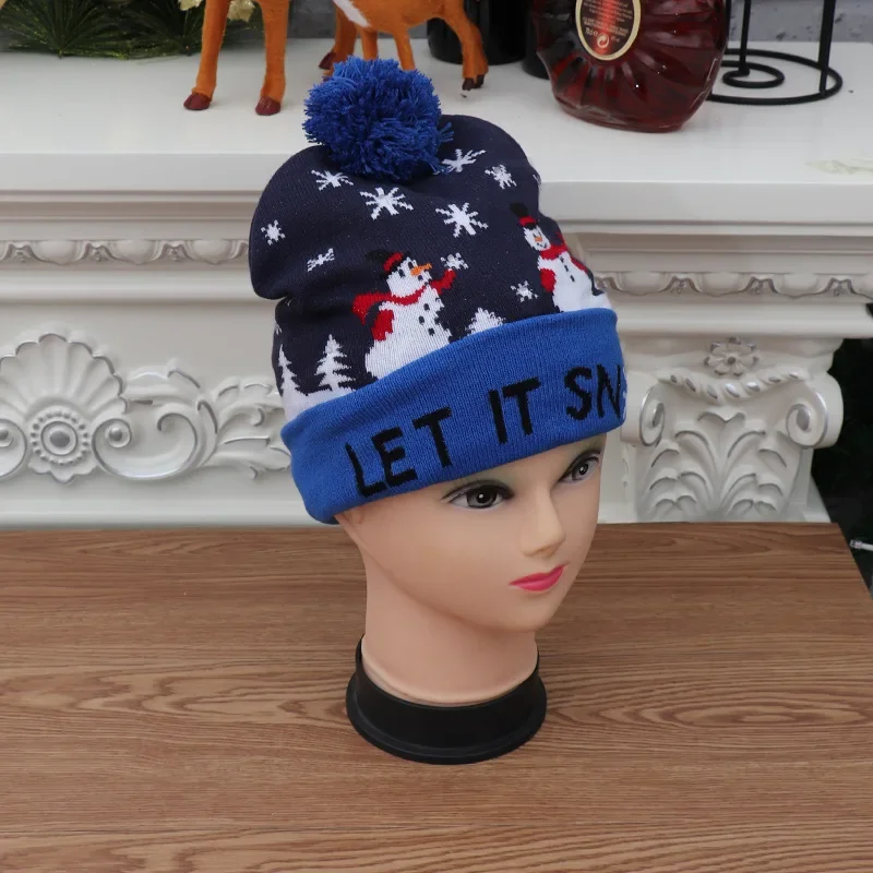 Knitted Christmas Hat with LED Light for Adult Child christmas beanie hat