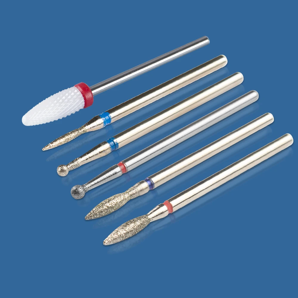 6PCS Milling Cutter For Manicure Diamond Ceramic Nail Drill Bits For Removing Gel Nail Polish Pedicure Cuticle Clean Nail Files