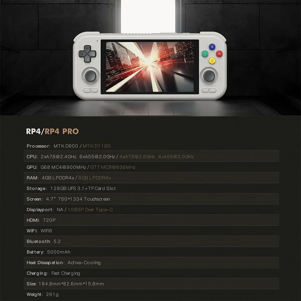 Retroid bolso 4 pro 4.7 Polegada videogame 8g + 128gb rp4