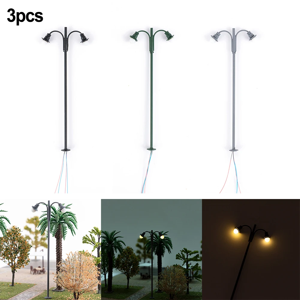 

3pcs Model Railway Train OO/HO Scale Lamp Posts Led Street Light Lamp Artificial Miniature Decoration Building Landscape