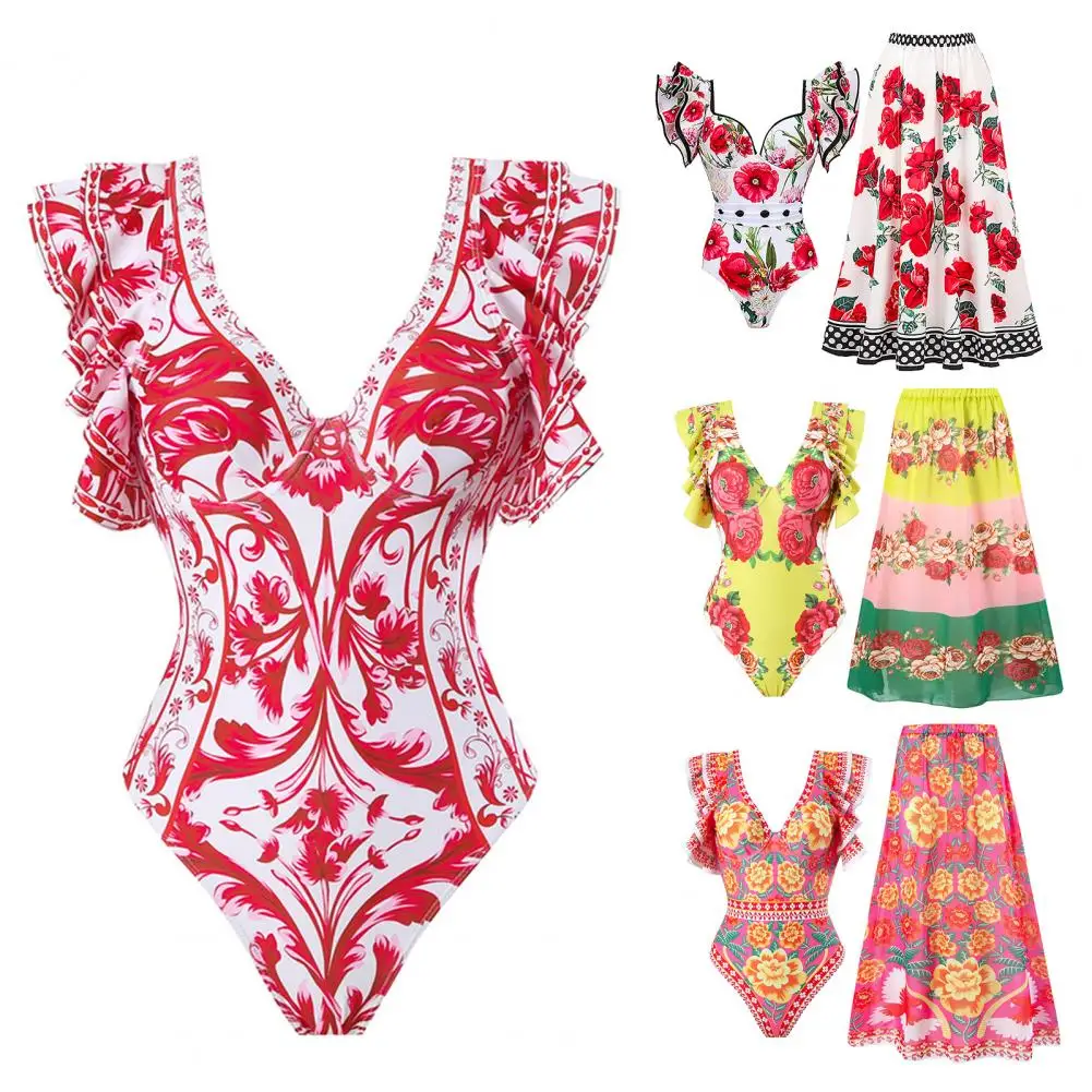 2pcs-set-women-sexy-spring-swimsuit-set-floral-print-v-neck-ruffle