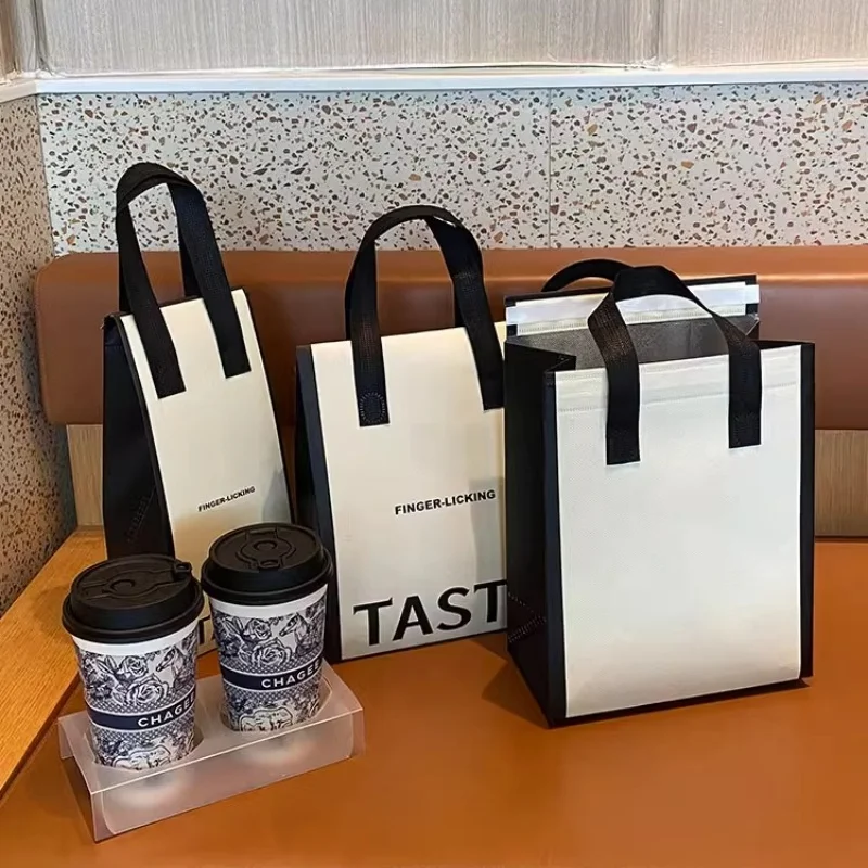 StoBag 10pcs Non-woven Insulation Tote Bags Portable Fabric for Food Cake Drinks Package Keep Warm Cold Delivery Reusable Pouch 5