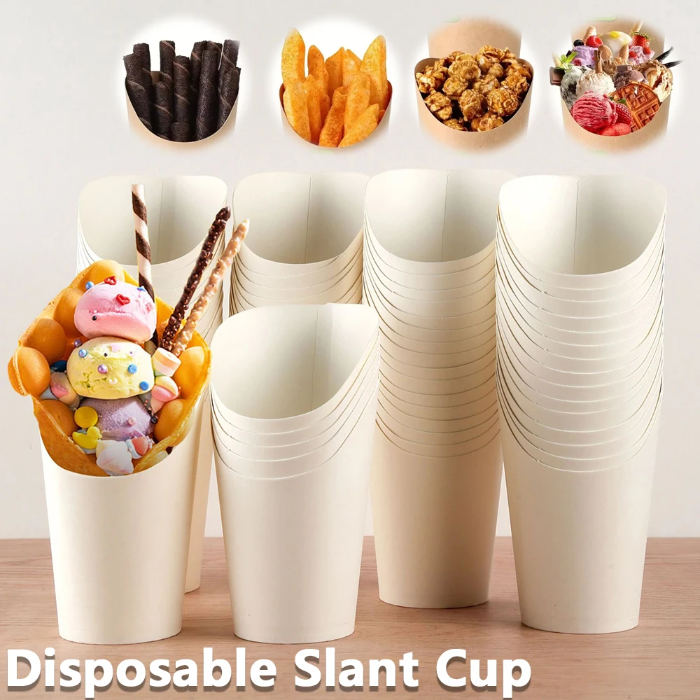 Disposable greaseproof French Fries cup Hamburger sandwich paper kitchen cowhide skew cup Packing box Ice cream paper cup