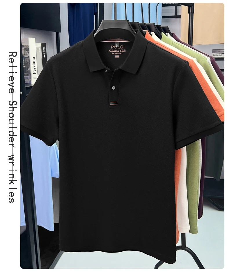 100% pure cotton short sleeve polo shirt men summer simple Korean fashion striped high-end designer brand casual golf T-shirt 28 S49a8b67bdf1c4464b13eb70bb5c70d001