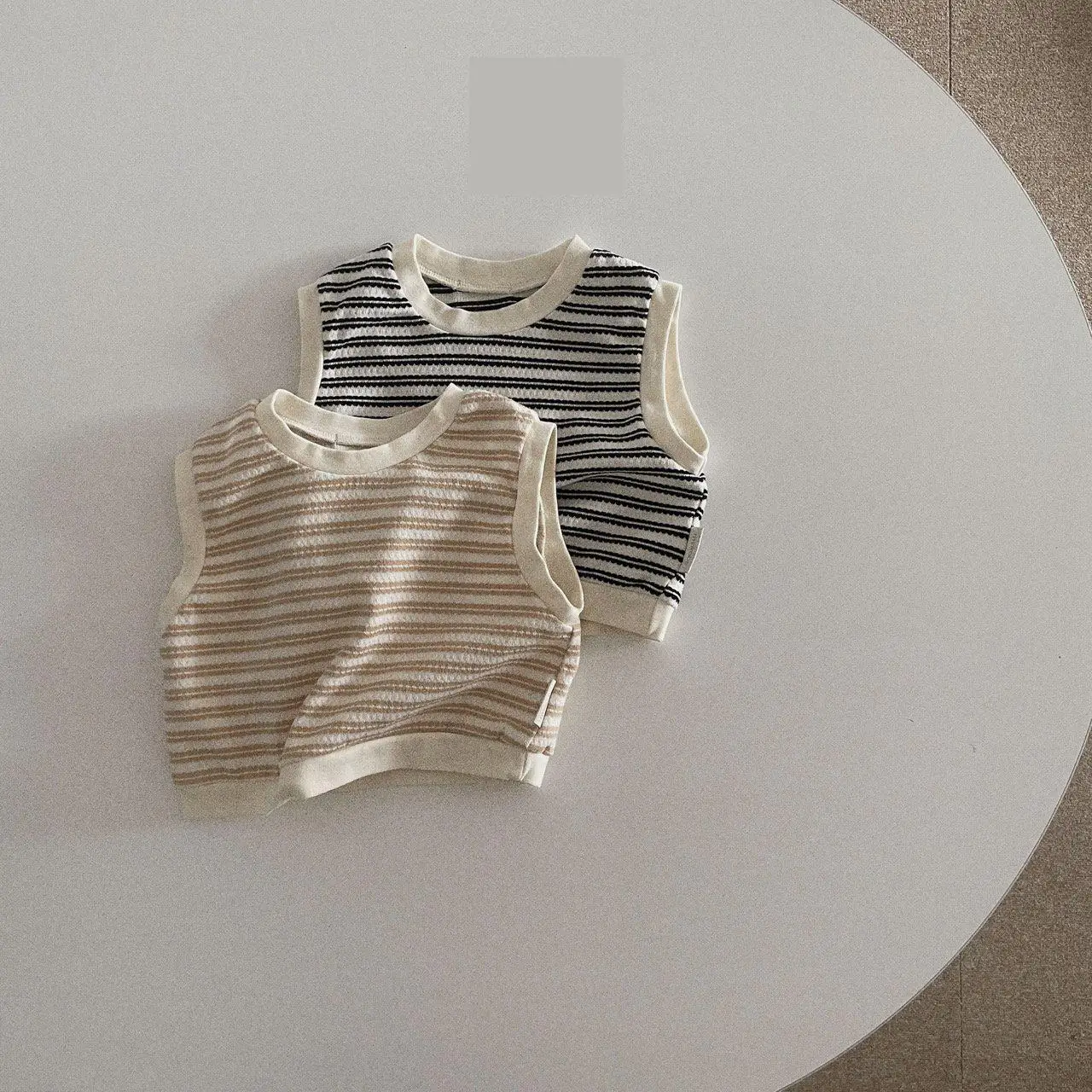 

2023 Summer Baby Sleeveless T Shirts Cotton Infant Casual Striped Vest Thin Cotton Toddler Breathable Vest Kids Clothes