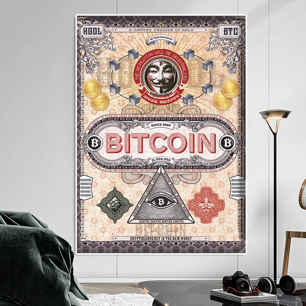 

Abstract Joker Bitcoin Poster And Print Crypto Wall Art Mural Modern Street Graffiti Canvas Painting Home Living Room Decoration