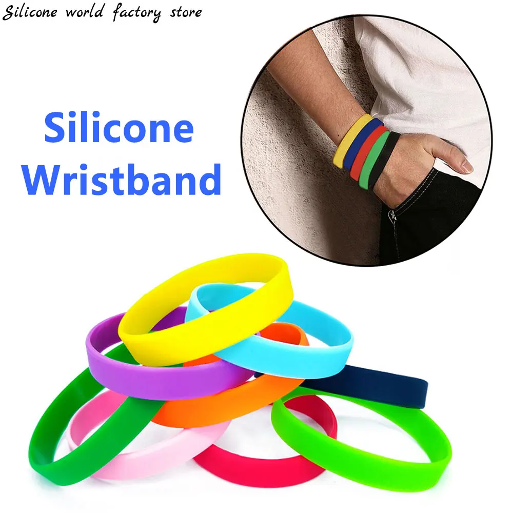 Silicone world 10pcs Silicone luminous bracelet sports bracelet wristband with adult glossy monochrome silicone
