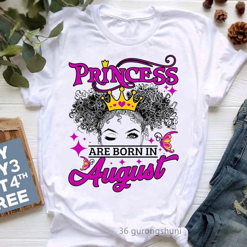 Prinzessin Sind Geboren In Januar Bis Dezember Drucken T-Shirt Für Mädchen Geburtstag Geschenk Crown T-shirt Frauen Harajuku Kawaii Kleidung Tops – Detail 5