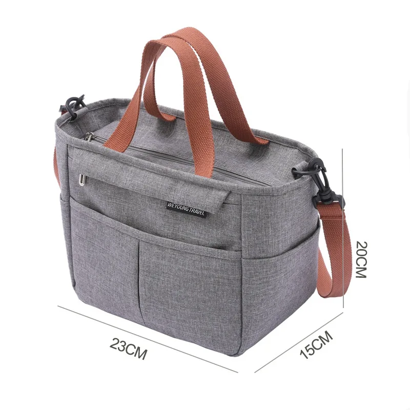 

Food Thermal Lunch Dinner Bags Canvas Gold Letter Handbag Picnic Travel Breakfast Box School Child Convenient Lunch Bag Tote Bag
