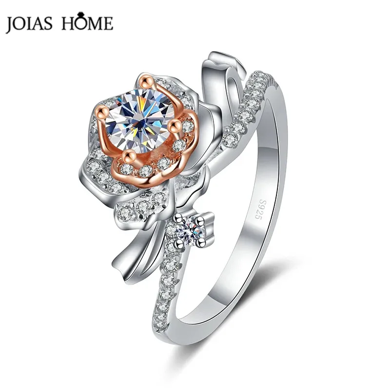 

JoiasHome Romantic Flower Shape 0.5 Carat Moissanite Ring For Female S925 Sterling Silver Fine Jewelry For Wedding Anniversary