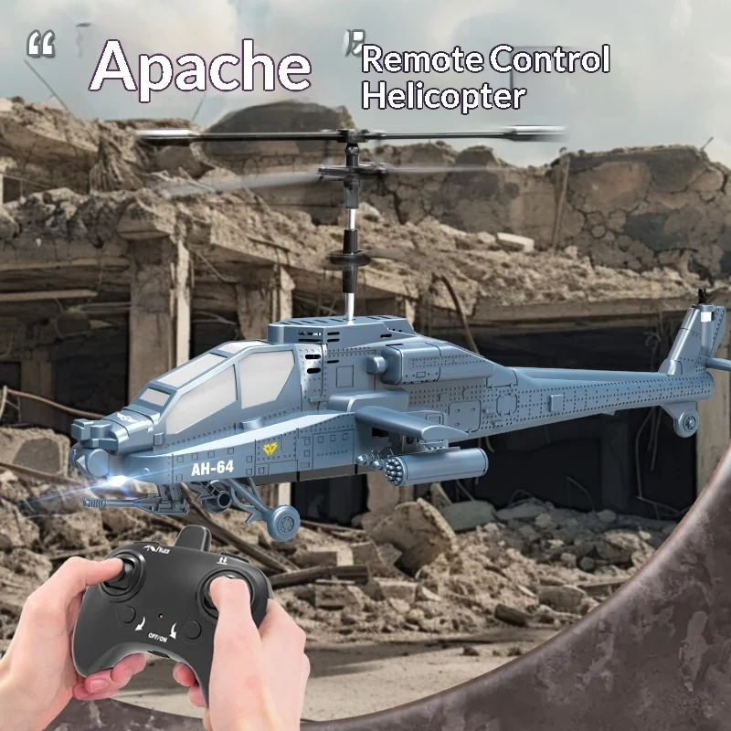 AH-64 아파치 원격 조종 헬리콥터 2.4G 충전식 내충격성 고도 유지 자동 호버 어린이용 군용 전투기 장난감