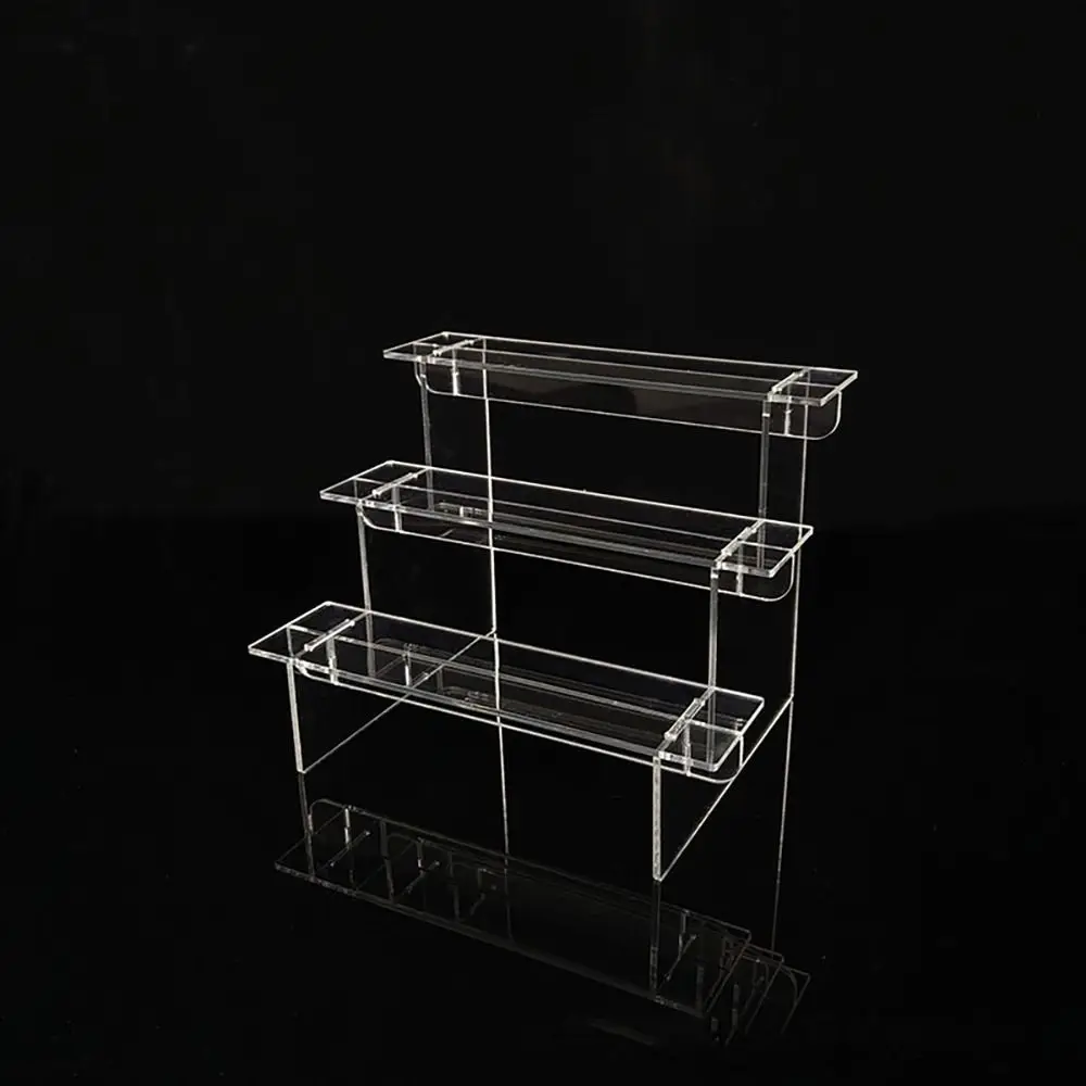 1Sets Acrylic Ladder Display Stand Durable Home Organizer Transparent Storage Rack Adjustable Computer Monitor Model Holder 5