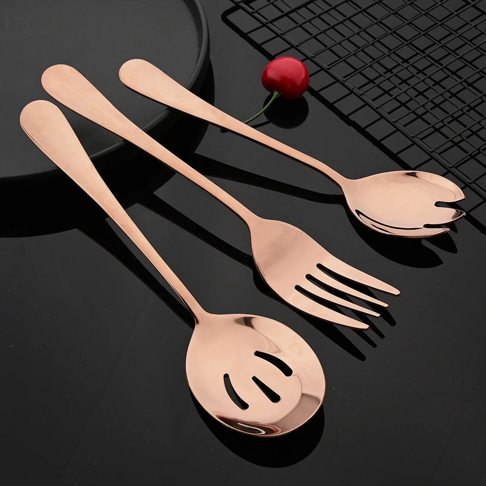 Stainless Steel Cutlery Set Rose Gold Dinnerware Cutlery Set Fork Colander Spoon Cake Shovel