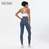 62285-738d77.jpg SOISOU Nylon Yoga Set Women's Tracksuit Gym Fitness Set Woman 2 Pieces Leggings Sports Bra Breathable Sportwear Woman Clothes