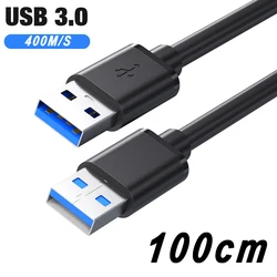 High - Speed USB 3.0 Extension Cable - Dual USB A Male Connectors for Efficient Data Transfer and Hard Drive Cooling (BLACK 100CM)