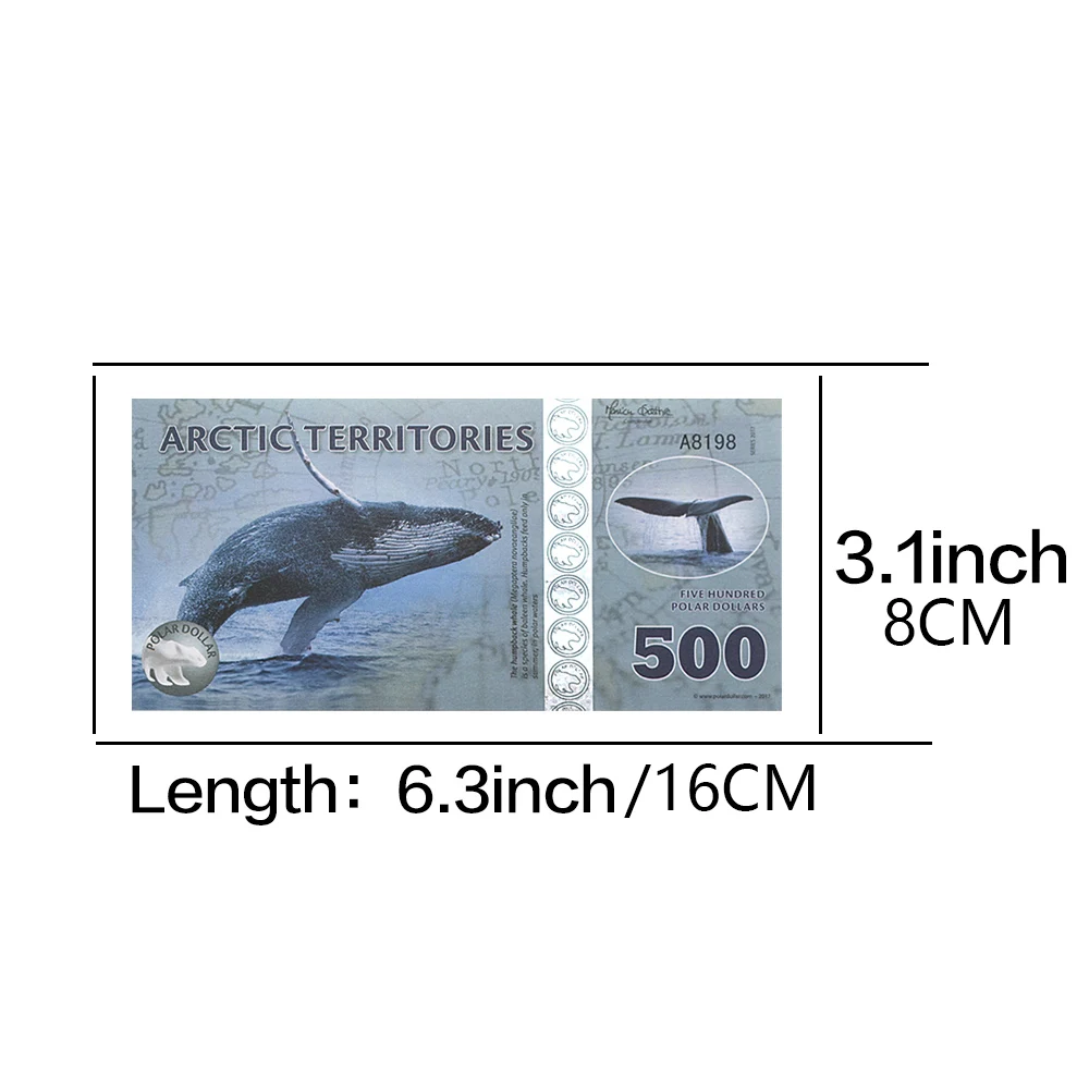 Commemorative Banknotes UNC Arctic Banknote 1/2/3/5/6/8/9/10/15/25/50/100/150/250/500 Dollar with UV Serial Number Money Commemorative Collection Gift