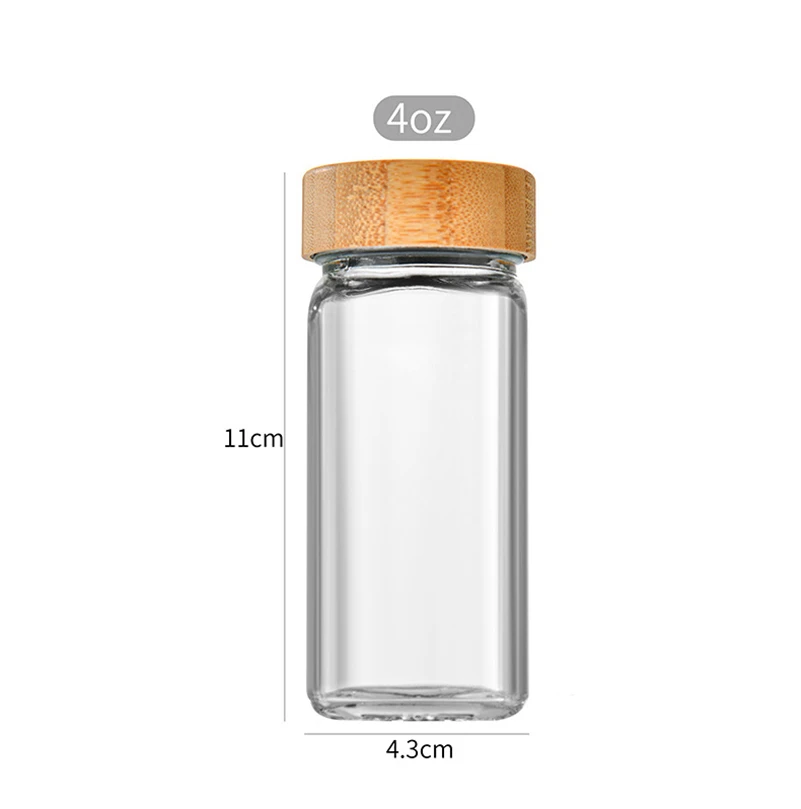 120ml 4oz Jars For Spices Salt Pepper Shaker Seasoning Jar Spice Organizer  Barbecue Condiment Kitchen Gadget Tool Bamboo Cover