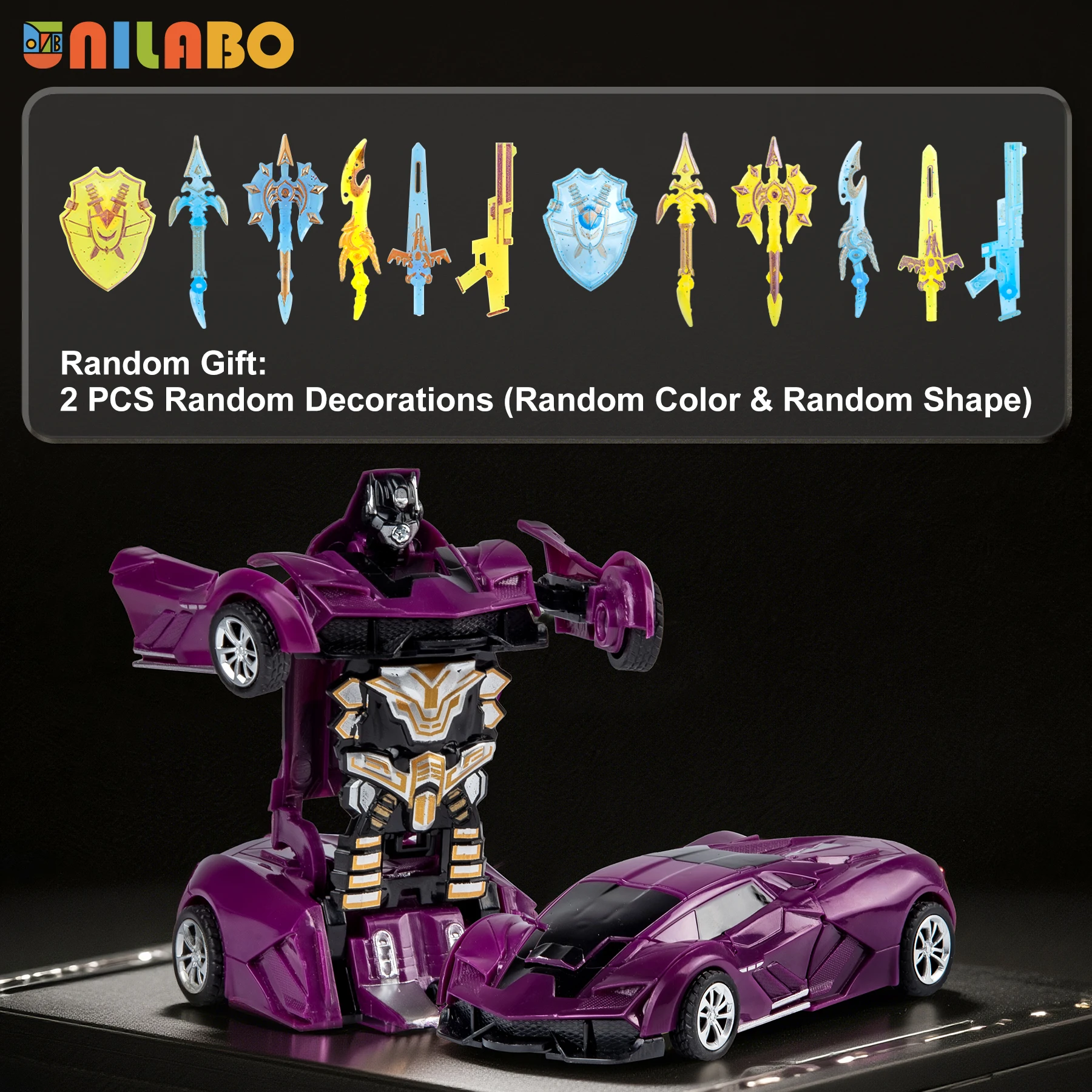 Giocattolo Auto Robot per Bambini - Veicolo della Polizia 2-in-1 con Inerzia e Deformazione, Giocattolo STEM con Trasformazione a Collisione in un Solo Passo - immagine 4